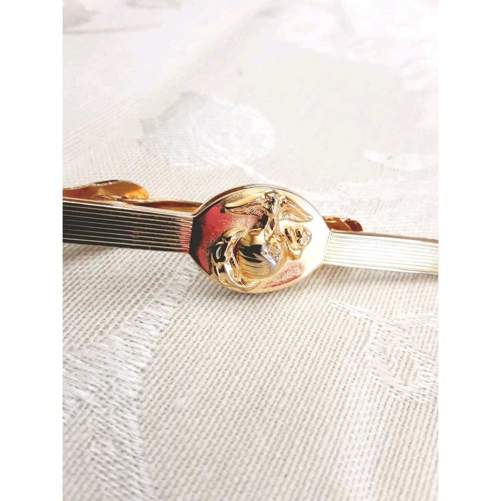 USMC Marine Corps Tie Clasp Gold Tone
